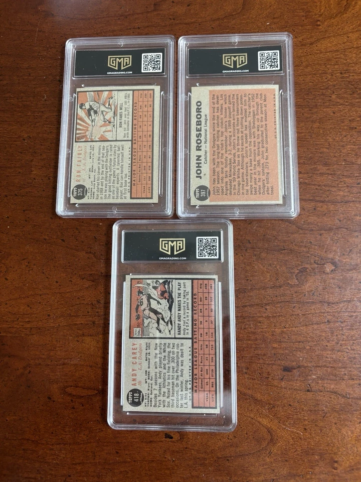 1962 Topps Baseball Lot 3 Graded 7.5 NM+ Roseboro  Fairly, PRICE REDUCTION #3 - Image 2 of 2