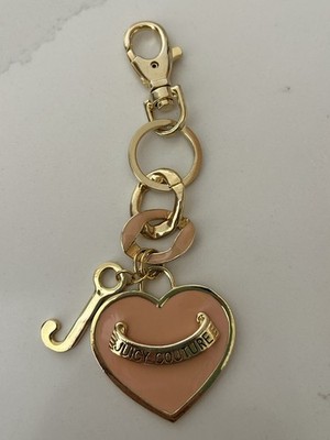 VINTAGE Y2K JUICY COUTURE GOLD TONE ENAMELED HEART KEYCHAIN