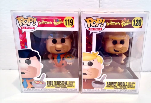 Funko Pop! Fred Flinstone Barney Rubble Fruity Cocoa Pebbles #119 120 Ad Icons