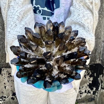 3.8LB New Find black Phantom Quartz Crystal Cluster Mineral Specimen Healing