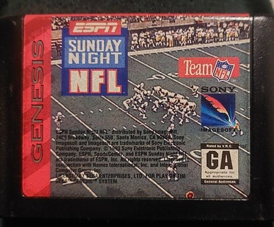 Sega Genesis ESPN Sunday Night NFL Authentic Vintage No Box 1994