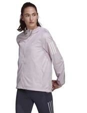 Adidas Women's Hooded Running Windbreaker - Pink Size US/UK Small