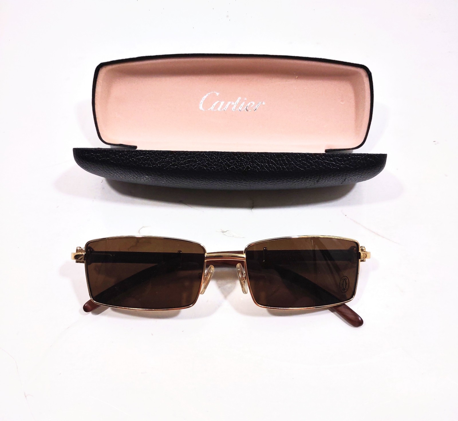 Cartier Wood Frame Brown Sunglasses Model 51399853 55-18-140 Includes Case