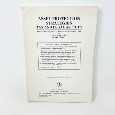 Asset Protection Strategies Tax and Legal Aspects Lewis D. Solomon