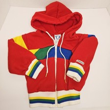 Abrigo Chaqueta Hoddie Vintage Joggles Niño 2T Rojo Azul Colorblock Años 80 90