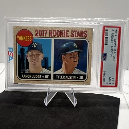 2017 Topps Heritage Rookie Stars Aaron Judge Tyler Austin #214 Yankees PSA 9
