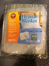 Biddeford Automatic Heated Blanket QUEEN TAN TWO ANALOG CONTROLLERS NEW