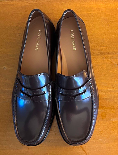 Cole Haan Men’s 9B Black Patent Leather Penny Loafers Dress Shoes W34218