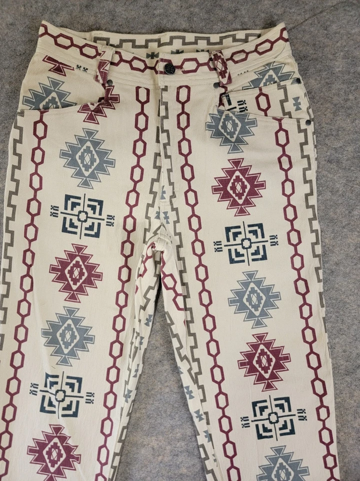 PANTALONES VAQUEROS HOMBRE VINTAGE INTERNACIONAL HOMBRE BLANCO AZTECA SUROESTE SUROESTE TALLA 34 Foto 2 de 4