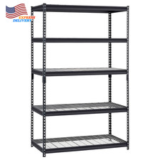 5-Tier Steel Shelving with Wire Decking 4000 Lbs 48"W X 24"D X 72"H Black NEW US