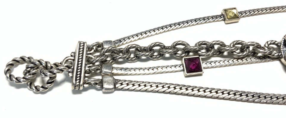 Brazalete de cadena rosa multihilo tono plata marca Lucky 8 pulgadas KW114 Foto 4 de 4
