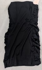 Missguided Ruched Side Drape Bodycon Mini Dress Black Satin 6 Cocktail Party