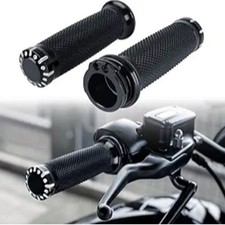 1 Inch/25mm Motorcycle Handle Grips Handlebar Grips Cable Throttle Black