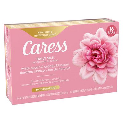 Caress Silkening Daily Silk Beauty Bar, White Peach & Orange Blossom, 16 ct.
