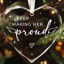 Keep Making Her Proud Memorial Gift, 3 Crystal Glass Bereavement Ornaments - ...