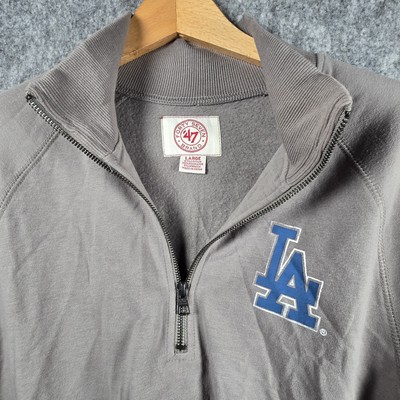 Los Angeles LA Dodgers 47 Brand 1/4 Zip Pull Over Large Gray Jacket Sweatshirt