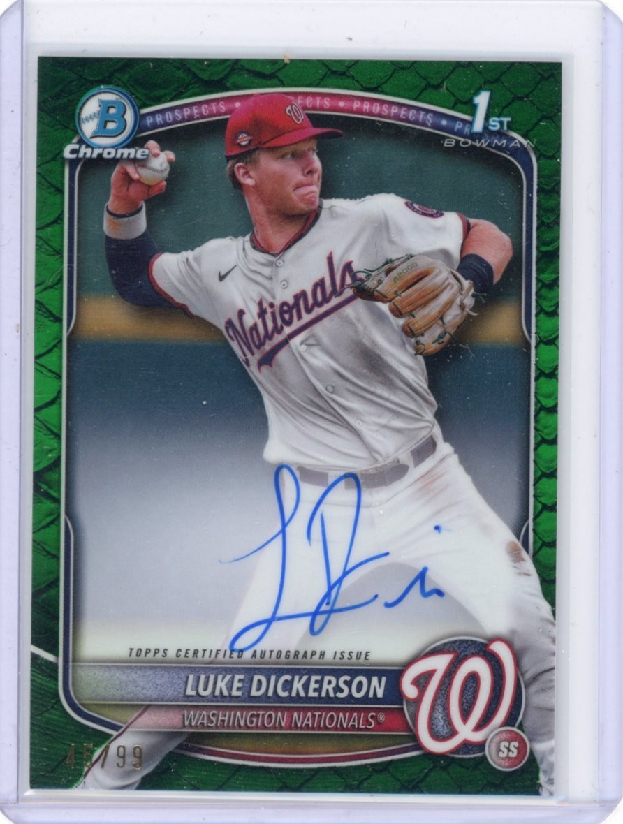 Luke Dickerson 2025 Bowman Chrome Reptilian Green Refractor 1st Auto /99