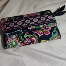 Vera Bradley Multicolor Floral Zip-Around Wallet Clutch w/ Wrist Strap