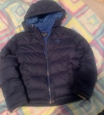 LL Bean Kids Blue Down Sherpa Fleece Lined Puffer Jacket Downtek Sz M 10-12