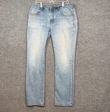 Buffalo David Bitton Jeans Mens 36x34 Blue Jackson-X Straight Stretch Light Wash