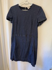 Gap Denim Shift Dress Blue Short Sleeve Zip Closure Size 10 Women's Casual