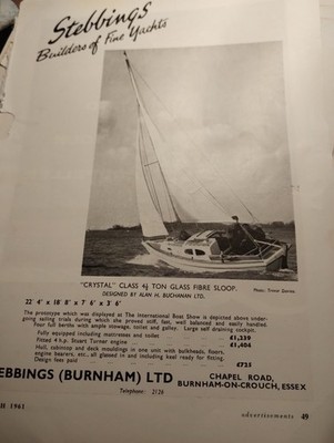 Sk196 Ephemera 1961 Reklame Stehbeine Yachtbauer Kristall 