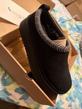 UGG Koolaburra Burree Platform Slippers Round Toe Suede Black Womens 9M