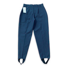 Vintage Plaid Stirrup Pants Teal Burgundy High Rise Trousers New Equestrian Prep