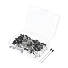 200Pcs Teardrop Pearl Head Pins Corsage Pins 1.8" Sewing Straight Pin Black