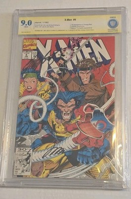 X-MEN #4 CBCS 9.0 JIM LEE & CHRIS CLAREMONT SIGNED 1ST OMEGA RED