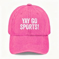 Unisex Sports Fan Humor Washed Baseball Cap “Yay Go Sports!” Adjustable Dad Hat