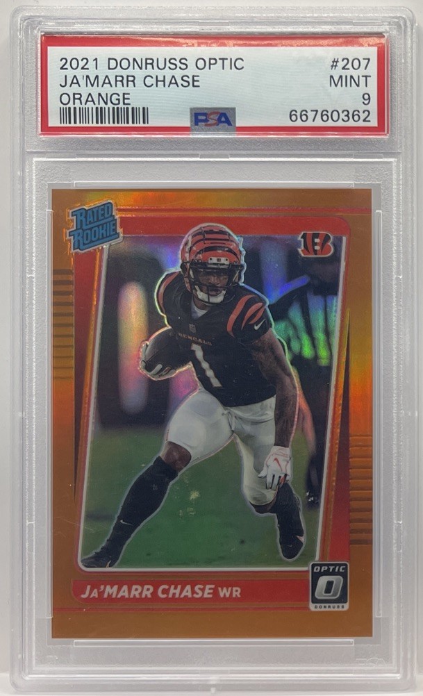 2021 Donruss Optic Ja’MARR Chase Rated Rookie Orange #/199 #207 PSA 9 Mint RC SP