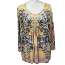 Soft Surroundings top, pink/brown, 2X, bohemian, global chic, eclectic, romantic