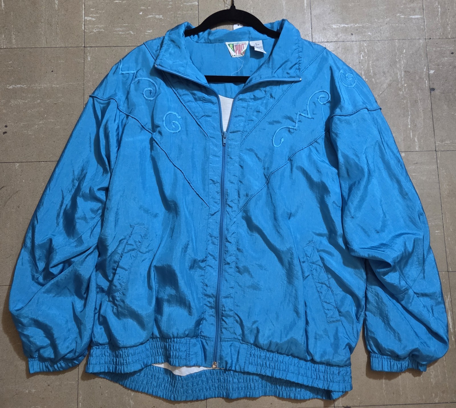 VINTAGE Bold Spirit Windbreaker Track Jacket Women’s Sz Large Teal Turquoise