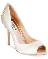 Badgley Mischka ivory Peep-toe stiletto Satin Evening/Wedding Shoe Size 9