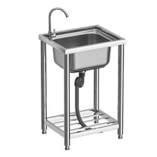 Stainless Steel Single Bowl Commercial Restaurant Kitchen Sink, Free Standing...