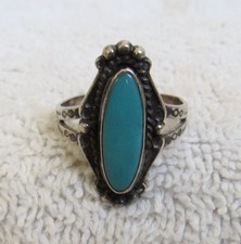 Vintage Navajo Indian Sterling Silver  Turquoise Stone Fred Harvey Era Ring