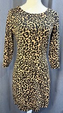 GUESS Leopard Print Bodycon Dress Women’s Large Open Back Bow 3/4 Sleeve