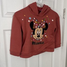 Disney Minnie Mouse Toddler Girls Fleece Polka Dot Coral Hoodie Size 6/6x