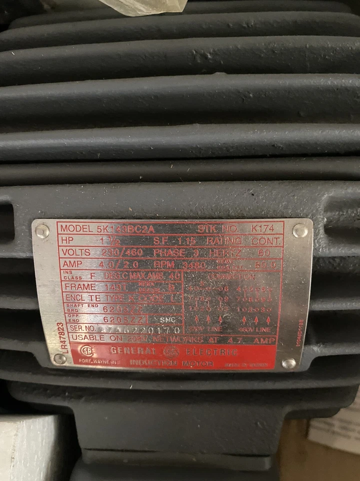General Electric 5K143BC2A Motor LR47823 1 1/2 HP K174 GE, 5K143BC2A, Used - Image 2 of 4
