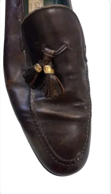 Gucci Vintage Tassle Leather Oxford Loafer Shoe Brown Size  display picture 2