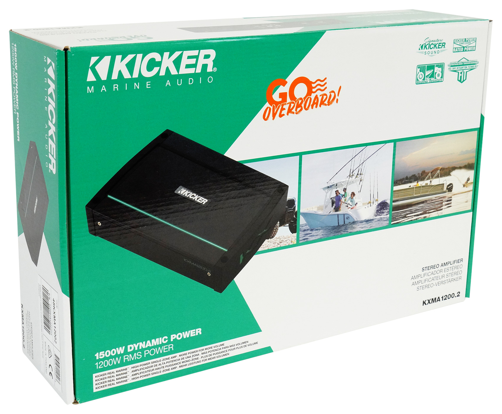 KICKER 48KXMA12002 1200-ваттный 2-канальный морской усилитель для лодок Комплект усилителей KXMA12002
