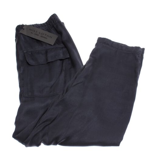 Nili Lotan NWT Casual Pants Size XS US Drawstring Solid Blue 100% Rayon - Picture 2 of 10