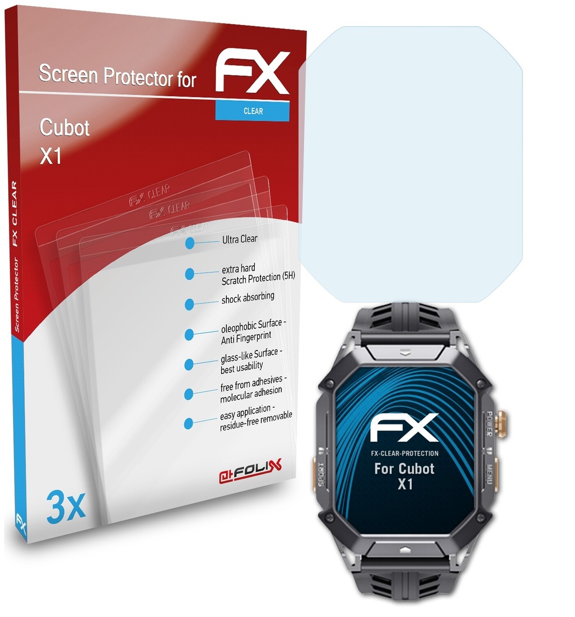 Pack De 3 Films De Protection D'écran AtFoliX Pour Cubot Pocket - Clair, Anti-rayures, Facile à Poser, Neuf