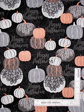 Halloween Pumpkin Stacks Black Cotton Fabric QT 24494-J Potions  Spells - Yard