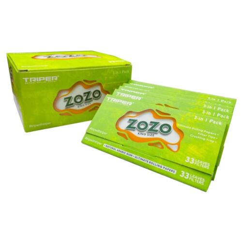 ZOZO Green Slim King Size Rolling Paper Full Box - 20 Booklets Of 33 Papers Each - Picture 1 of 4