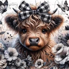 20oz Skinny Tumbler Sublimation Transfer Highland Cow Ready To Press