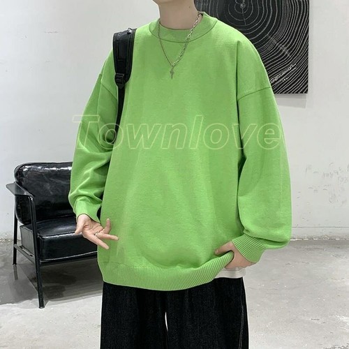 Men Oversized Sweaters Winter Knitted Sweater Solid Casual Long Sleeve Pullovers - Picture 2 of 30