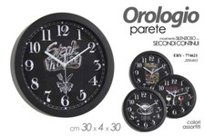 OROLOGIO DA PARETE MURO TONDO SILENZIOSO 30*4 CM 4 DECORI ARREDO BAR ERY-774621