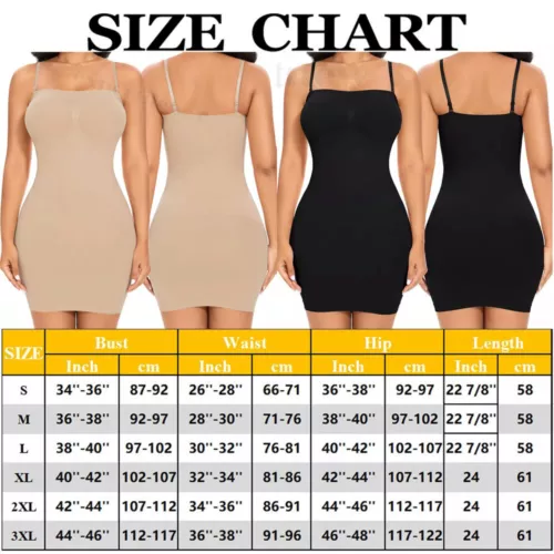 Women's Full Slip Dress Strapless Tummy Firm Control Body Shaper Slim Shapewear - Picture 2 of 33